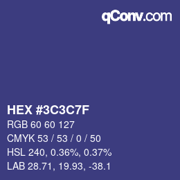 Farbcode: HEX #3C3C7F | qconv.com