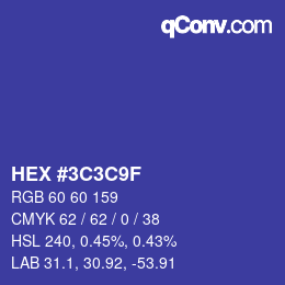 Farbcode: HEX #3C3C9F | qconv.com