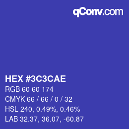 Color code: HEX #3C3CAE | qconv.com