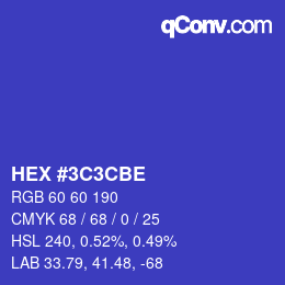 Color code: HEX #3C3CBE | qconv.com