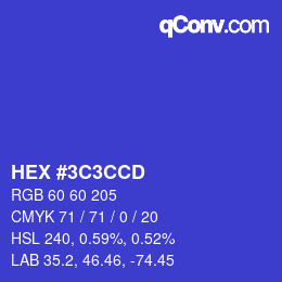 Color code: HEX #3C3CCD | qconv.com