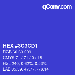 カラーコード: HEX #3C3CD1 | qconv.com
