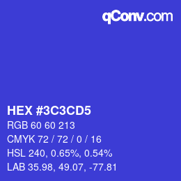 Color code: HEX #3C3CD5 | qconv.com