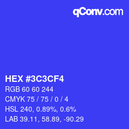Color code: HEX #3C3CF4 | qconv.com