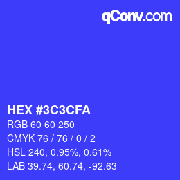 Color code: HEX #3C3CFA | qconv.com