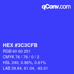 Color code: HEX #3C3CFB | qconv.com