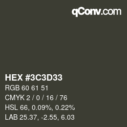 Color code: HEX #3C3D33 | qconv.com