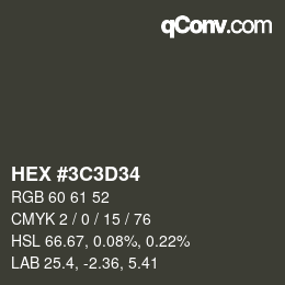 Color code: HEX #3C3D34 | qconv.com