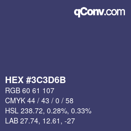 Color code: HEX #3C3D6B | qconv.com