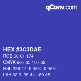 Color code: HEX #3C3DAE | qconv.com