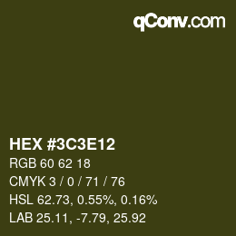 Color code: HEX #3C3E12 | qconv.com