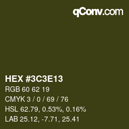 カラーコード: HEX #3C3E13 | qconv.com