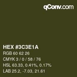 Color code: HEX #3C3E1A | qconv.com