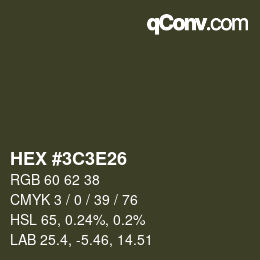 Color code: HEX #3C3E26 | qconv.com