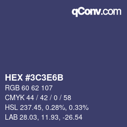 Color code: HEX #3C3E6B | qconv.com