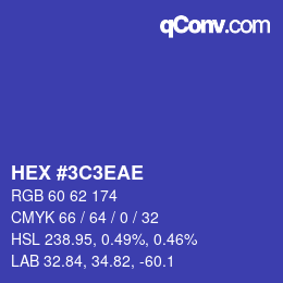 Color code: HEX #3C3EAE | qconv.com