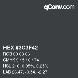 カラーコード: HEX #3C3F42 | qconv.com