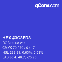 Color code: HEX #3C3FD3 | qconv.com