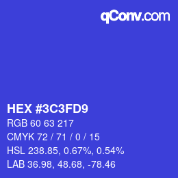 Color code: HEX #3C3FD9 | qconv.com