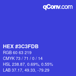 Color code: HEX #3C3FDB | qconv.com