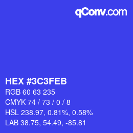 Color code: HEX #3C3FEB | qconv.com