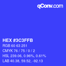 Color code: HEX #3C3FFB | qconv.com
