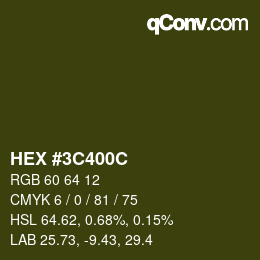 Color code: HEX #3C400C | qconv.com