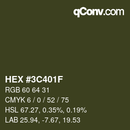 Color code: HEX #3C401F | qconv.com