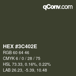 Color code: HEX #3C402E | qconv.com