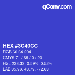 カラーコード: HEX #3C40CC | qconv.com