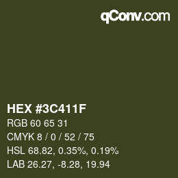 Color code: HEX #3C411F | qconv.com