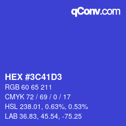 Farbcode: HEX #3C41D3 | qconv.com