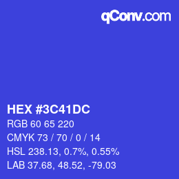 カラーコード: HEX #3C41DC | qconv.com