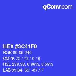 Color code: HEX #3C41F0 | qconv.com