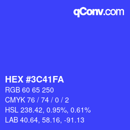 Color code: HEX #3C41FA | qconv.com