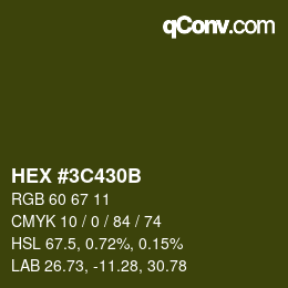 Color code: HEX #3C430B | qconv.com