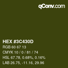 Color code: HEX #3C430D | qconv.com