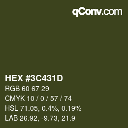 Color code: HEX #3C431D | qconv.com