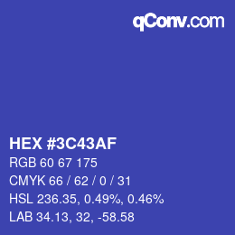Color code: HEX #3C43AF | qconv.com