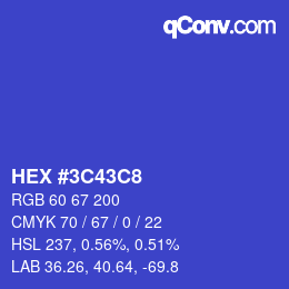 カラーコード: HEX #3C43C8 | qconv.com