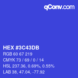 Color code: HEX #3C43DB | qconv.com