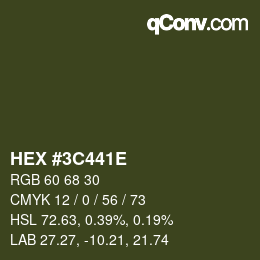 Color code: HEX #3C441E | qconv.com
