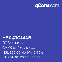 Color code: HEX #3C44AB | qconv.com