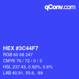 Color code: HEX #3C44F7 | qconv.com