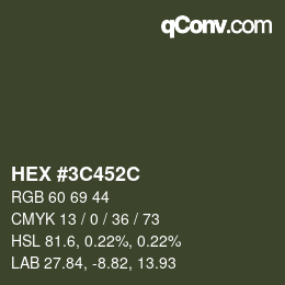 Color code: HEX #3C452C | qconv.com