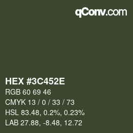 Color code: HEX #3C452E | qconv.com