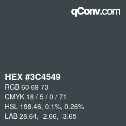 颜色代码: HEX #3C4549 | qconv.com