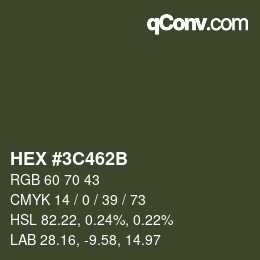 Color code: HEX #3C462B | qconv.com