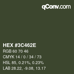 Color code: HEX #3C462E | qconv.com