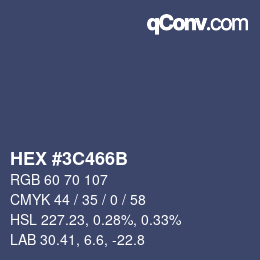 Color code: HEX #3C466B | qconv.com